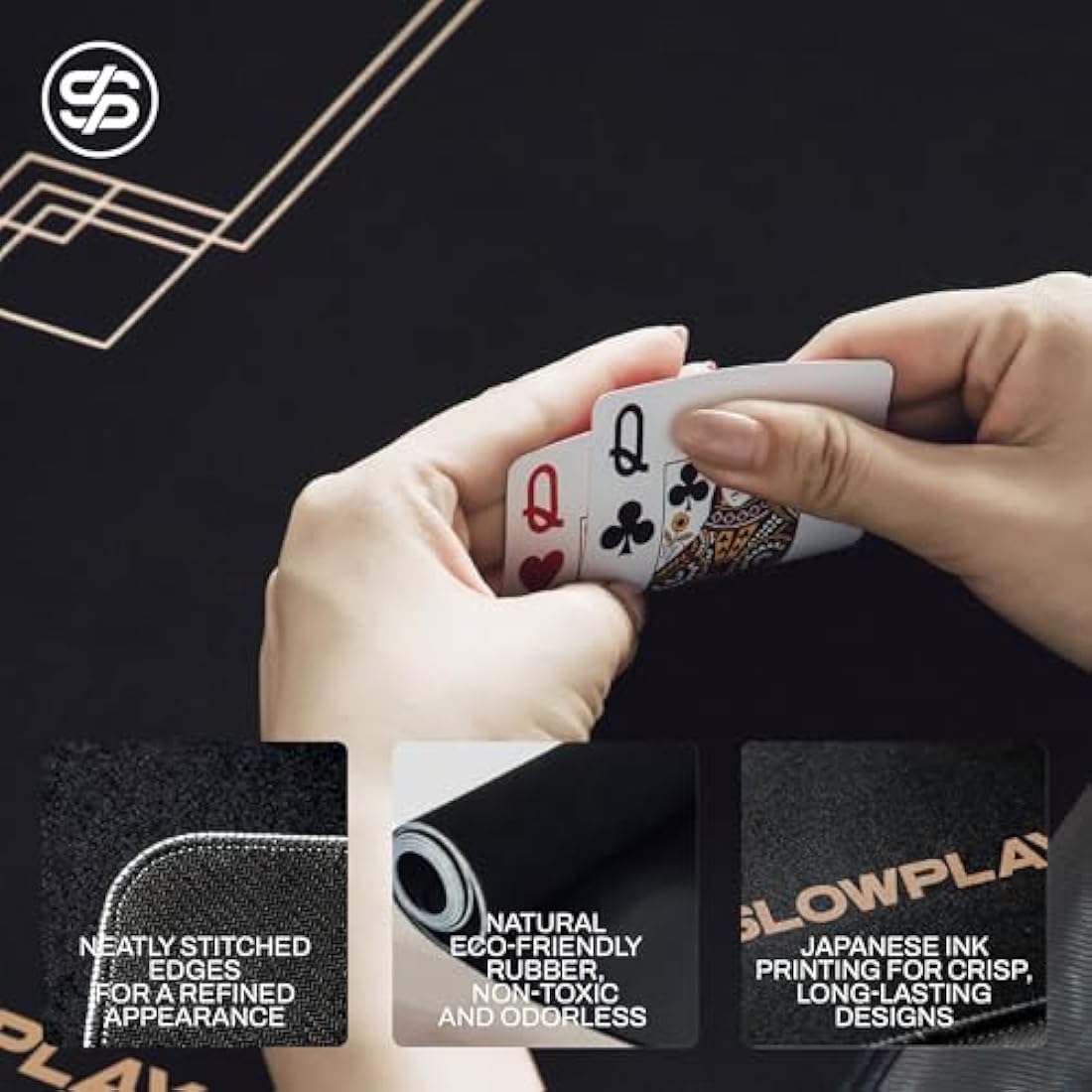 SLOWPLAY Godel Poker Mat – 180x90cm Portable Texas Hold'em Table Top