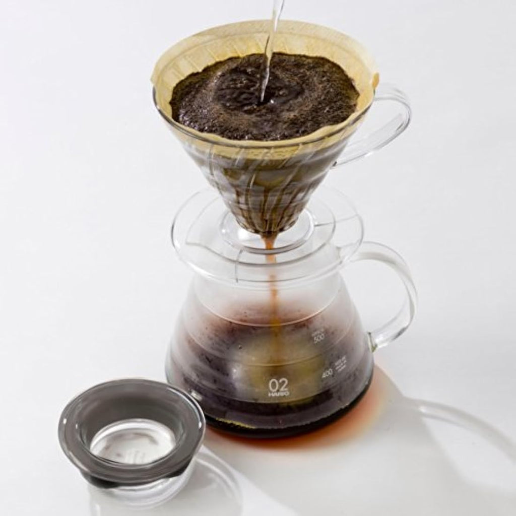 Hario V60 Range Server – 600ml Heat-Proof Glass Coffee Carafe, White