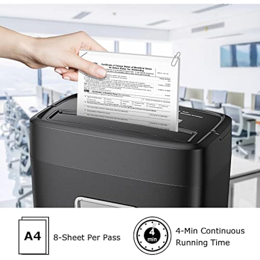 Bonsaii 8-Sheet Cross-Cut Paper Shredder | P-4 Security Home Office (C261-C)