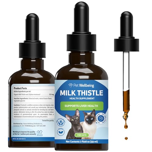 Pet Wellbeing Milk Thistle for Cats – Liver Support Supplement, 2 oz