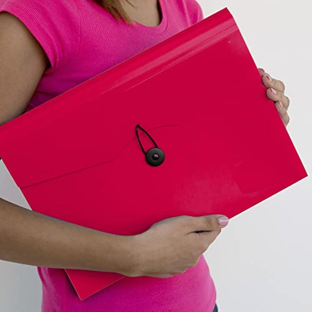 D.RECT A4 Expanding File Folder | 12 Pockets Document Organiser - Red