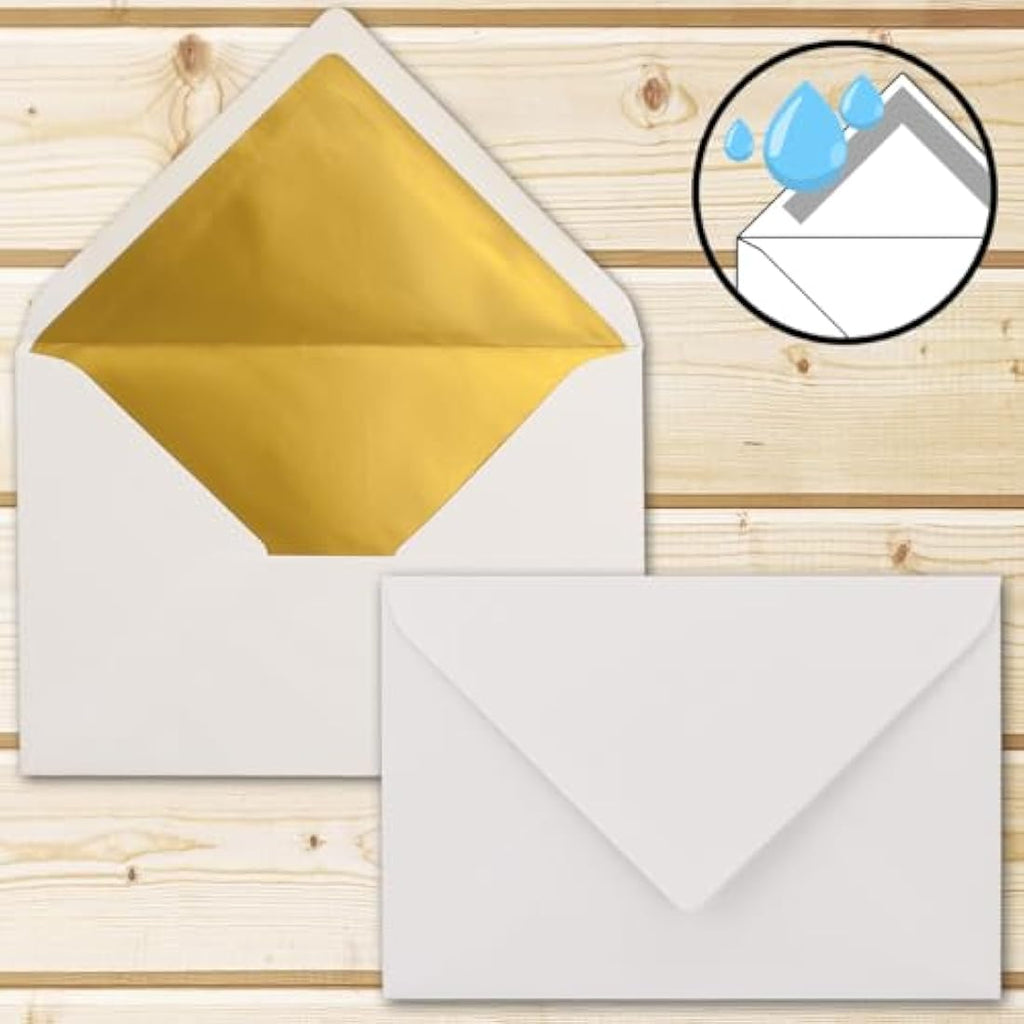 Neuser C6 Envelopes - White with Gold Metallic Lining - 120g/m² (100 Pack)