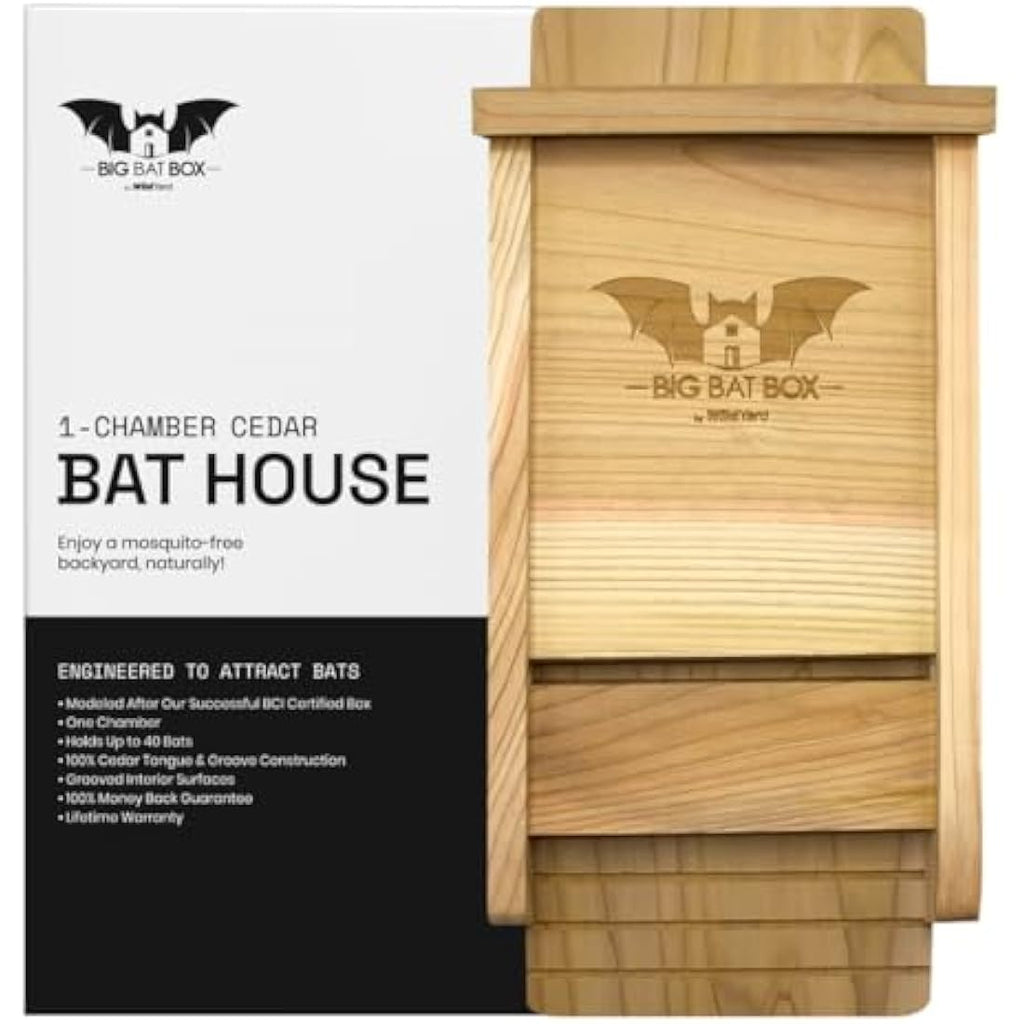 WildYard Cedar Bat House - Single Chamber Outdoor Bat Box for 30 Bats