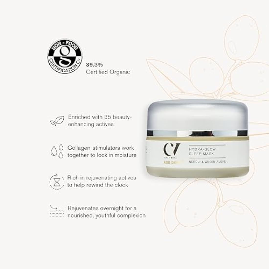 Green People Age Defy+ Hydra-Glow Night Cream – Organic & Vegan, 50ml