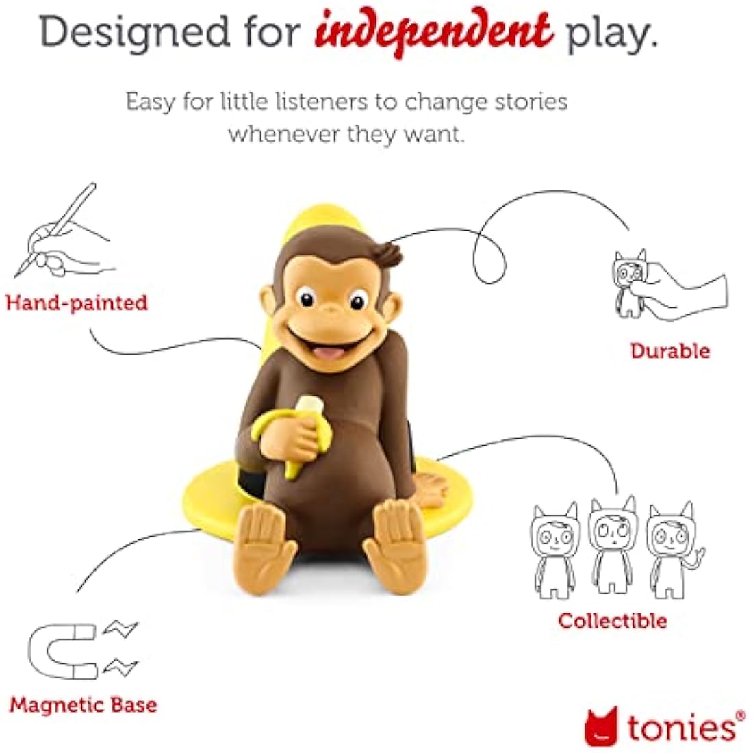 Tonies Curious George Audio Play Character - 4 Stories for Toniebox