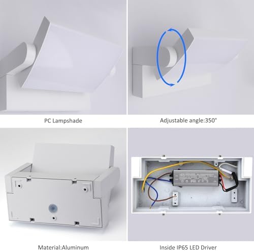 Klighten 24W LED Wall Light | Waterproof IP65 Swiveling Aluminum Lamp