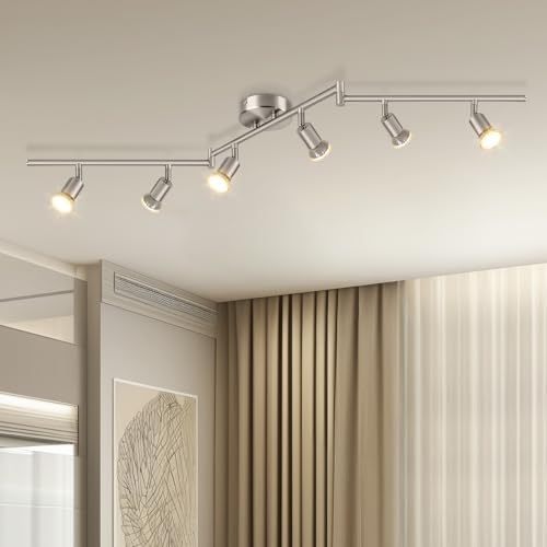Dehobo 6-Way Ceiling Spotlight – Matte Nickel Adjustable GU10 Track Light