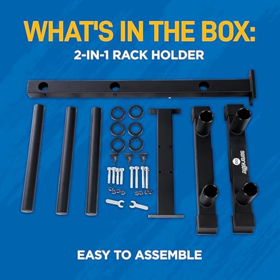 SereneLife Olympic Weight Plate Rack – 800lb Capacity Steel Gym Organizer