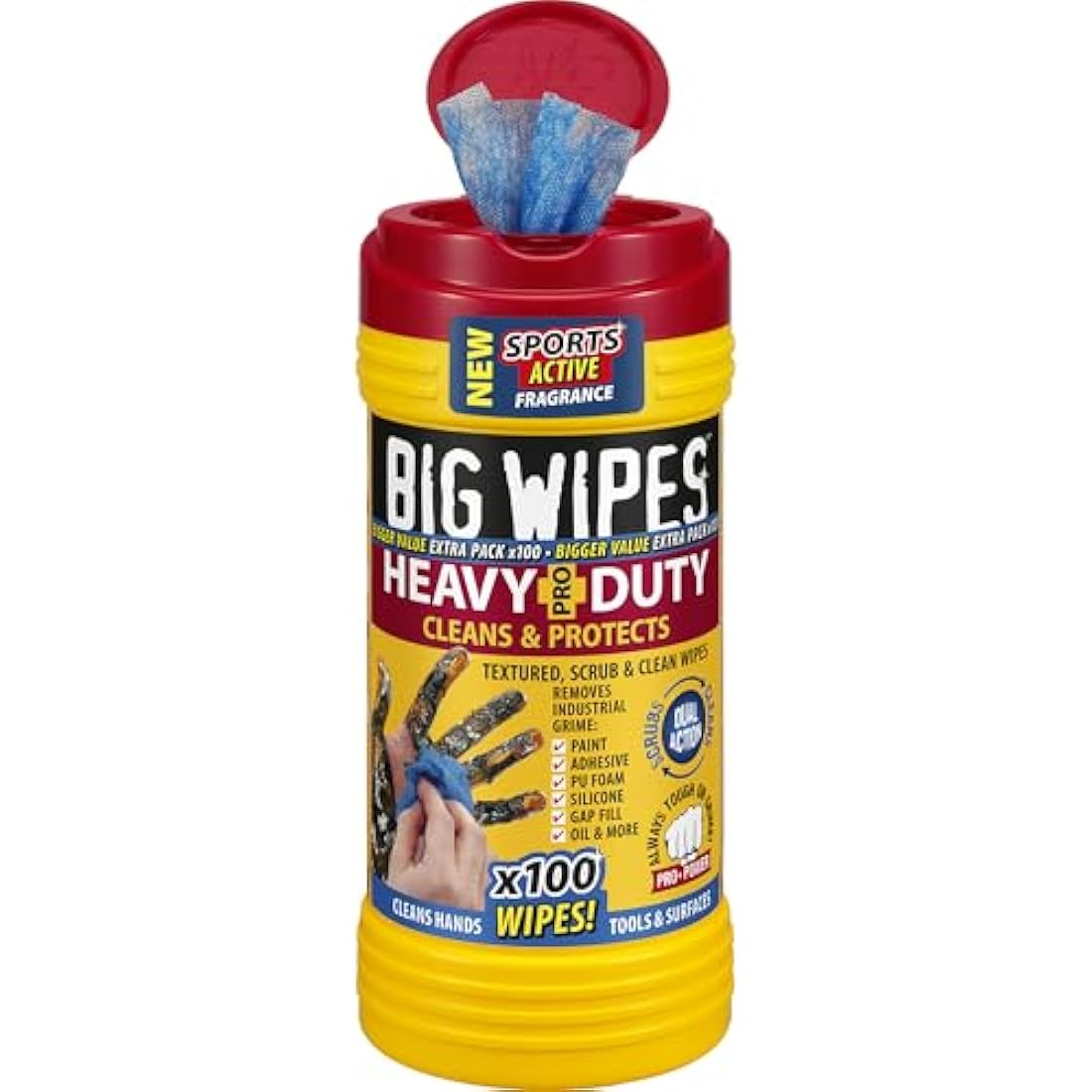 Big Wipes Heavy Duty Pro+ Dual-Sided Industrial Hand Wipes | 100 Pack
