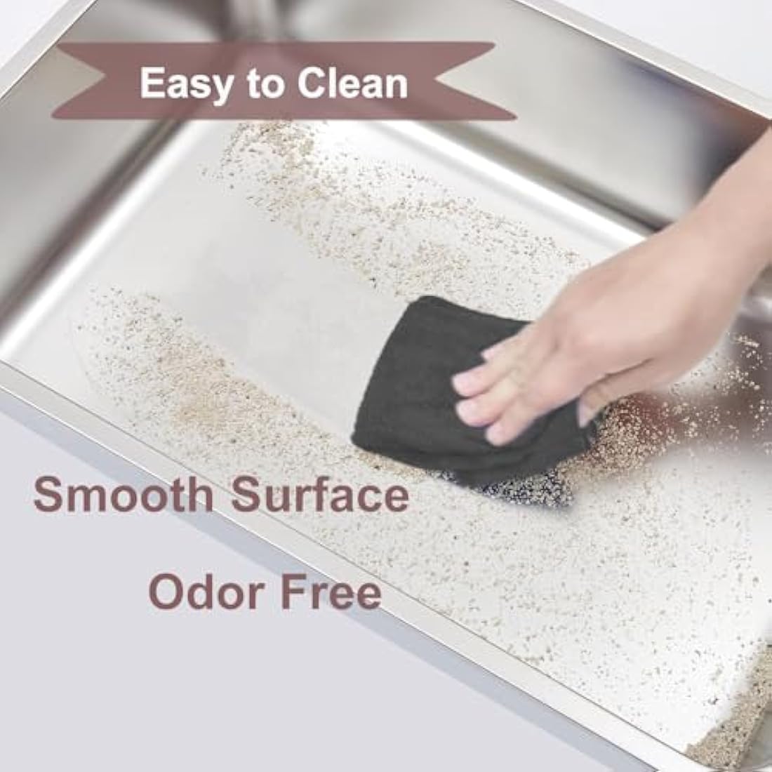 VehiGo Stainless Steel Cat Litter Box – Extra Large Non-Stick Metal Pan