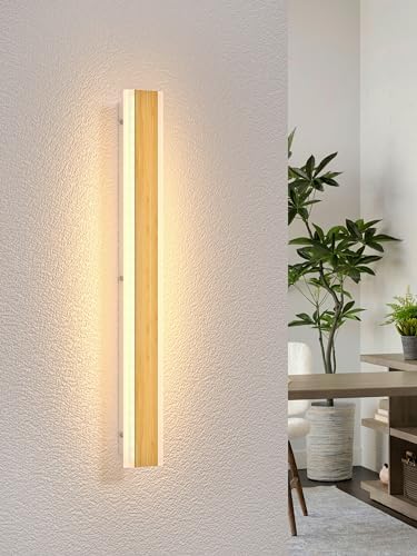 LUOLONG Bamboo LED Wall Light – 80cm Modern Wood Sconce 3000K 25W