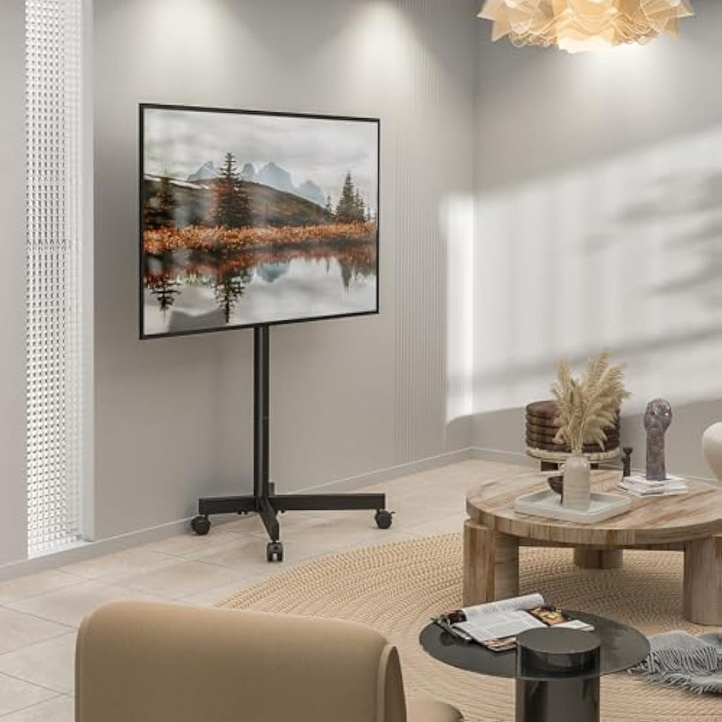 RFIVER Mobile TV Stand | Rolling TV Cart for 23-65 Inch Screens
