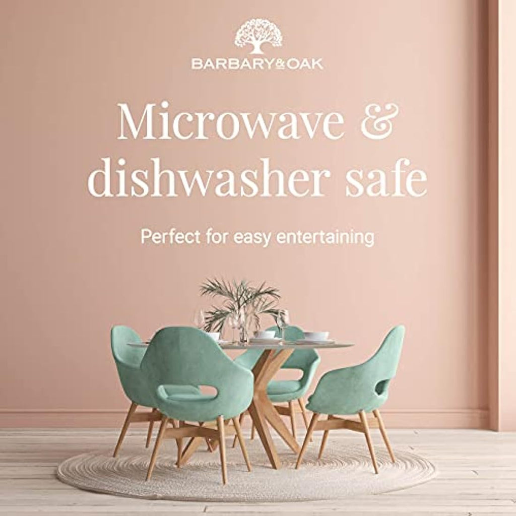 Barbary & Oak Oslo 16 Piece Stoneware Dinnerware Set | White & Pink