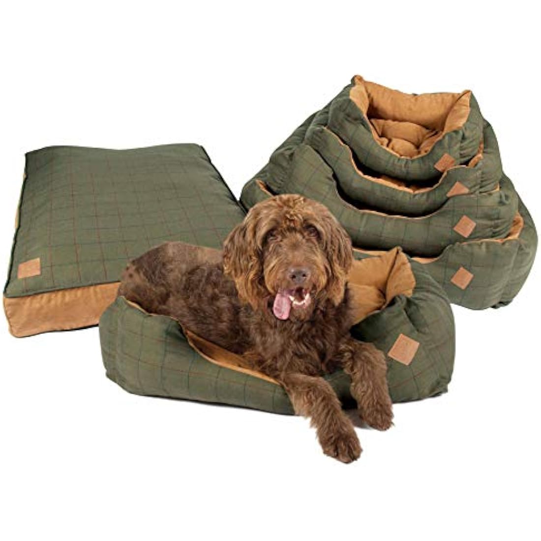 Danish Design Hunter Tweed Dog Snuggle Bed | Washable Faux Suede - 34"