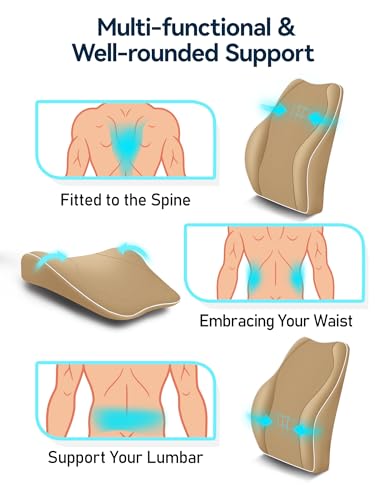 Travel Ease Memory Foam Lumbar Support Cushion for Office Chairs - Khaki