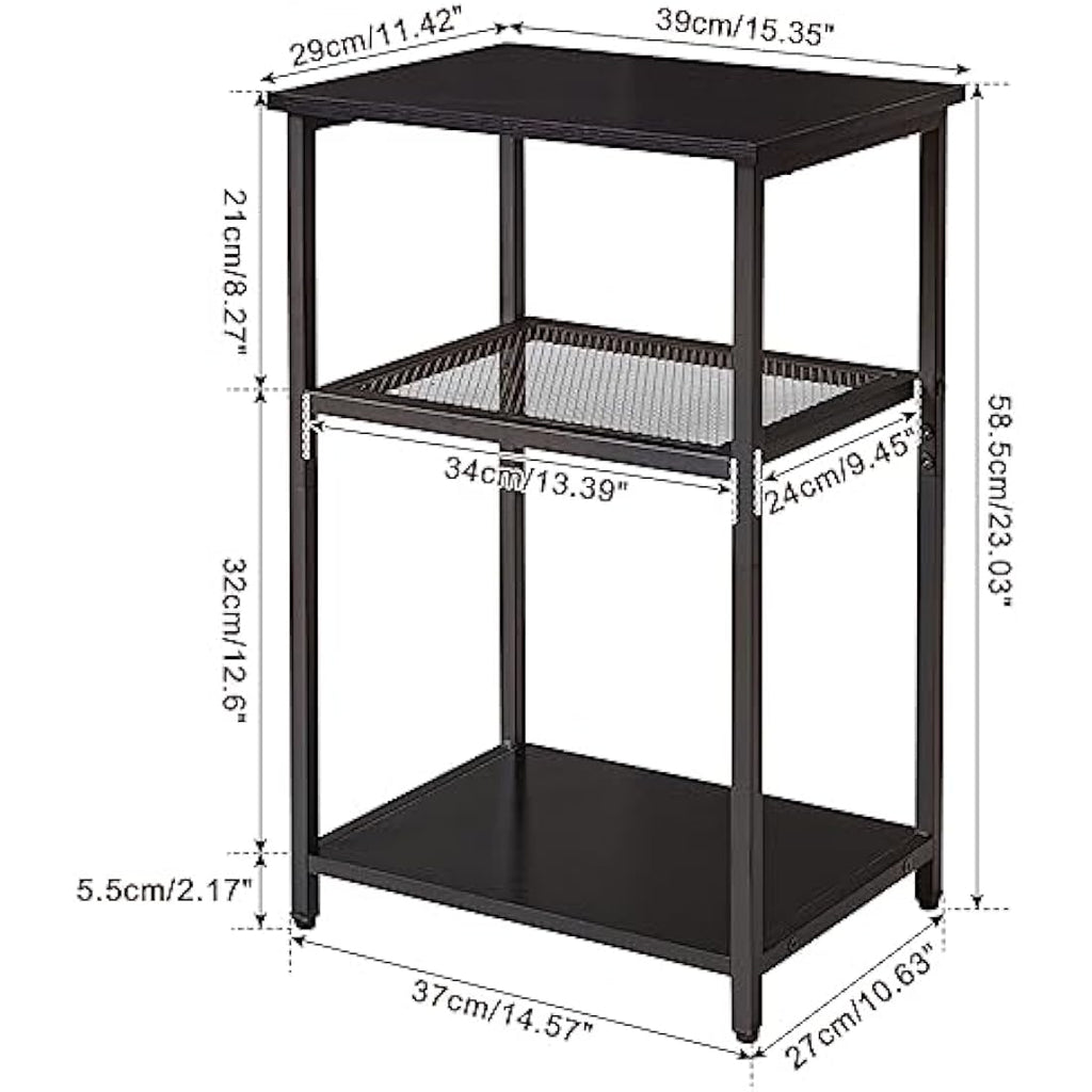 IBUYKE 3-Tier Industrial Side Table | Metal & Wood End Table Nightstand