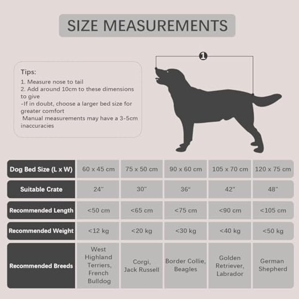 Jaspuriea Calming Dog Bed – Washable Plush Crate Mattress, Dark Grey