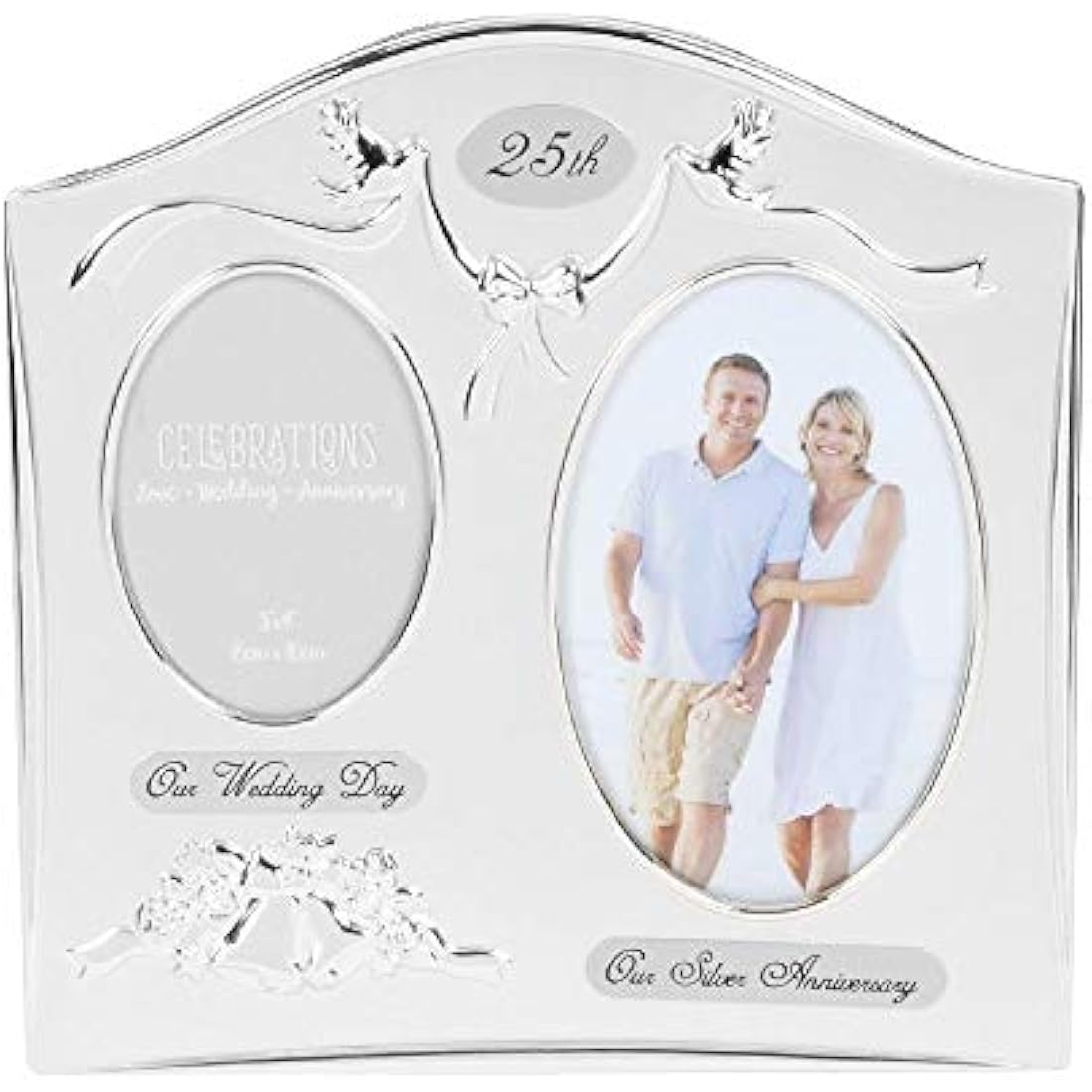 Jolof Store Silverplated 25th Wedding Anniversary Double Photo Frame