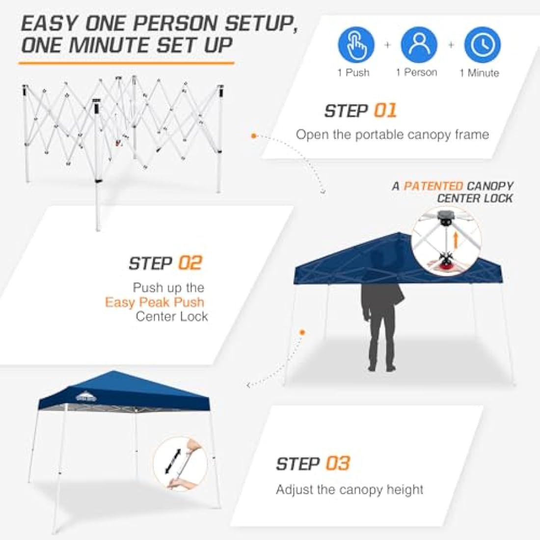 EAGLE PEAK 3m x 3m Slant Leg Pop-up Canopy Tent | UV Protection - Red
