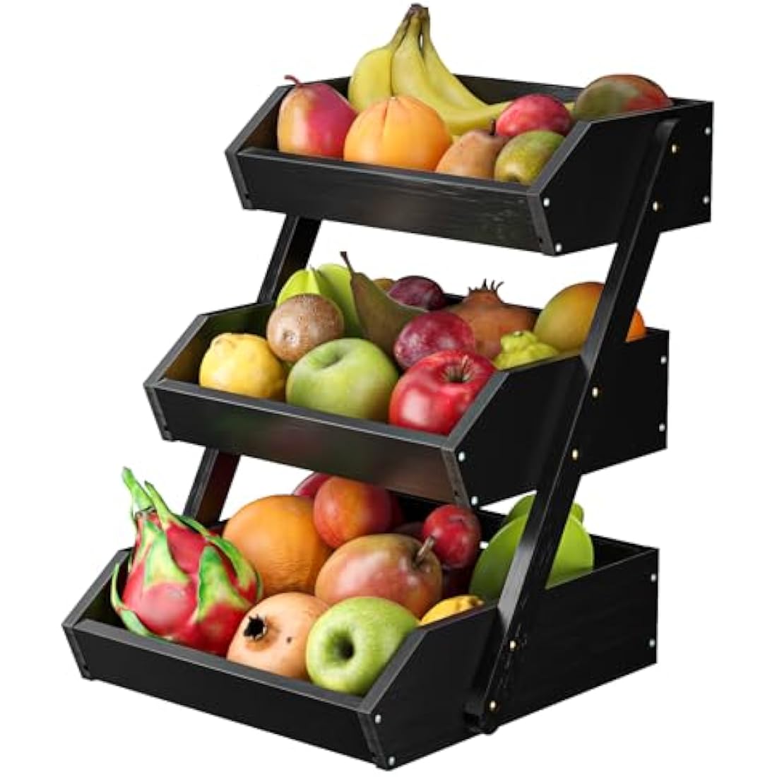 CALM COZY 3-Tier Bamboo Fruit Basket | Countertop Vegetable Storage Rack