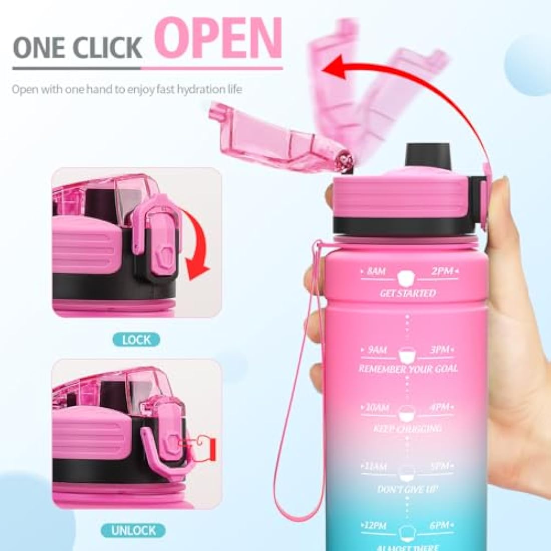 Niggeey Motivational Water Bottle | Leakproof BPA Free Tritan - 1L