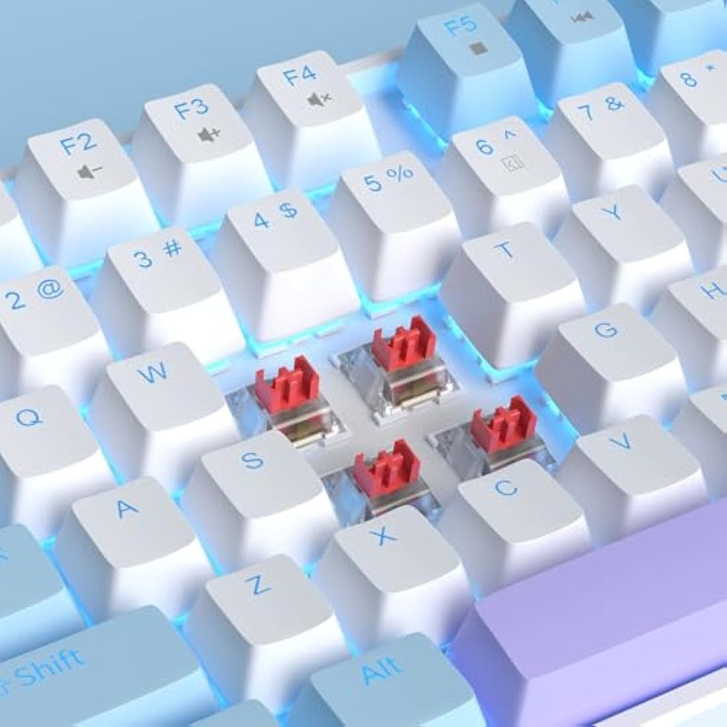 MageGee 75% Mechanical Gaming Keyboard | Red Switch TKL - White/Blue