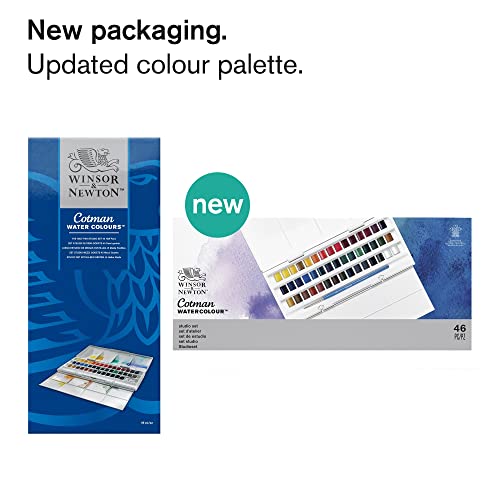 Winsor & Newton Cotman Watercolour Studio Set – 45 Half Pans & Brush