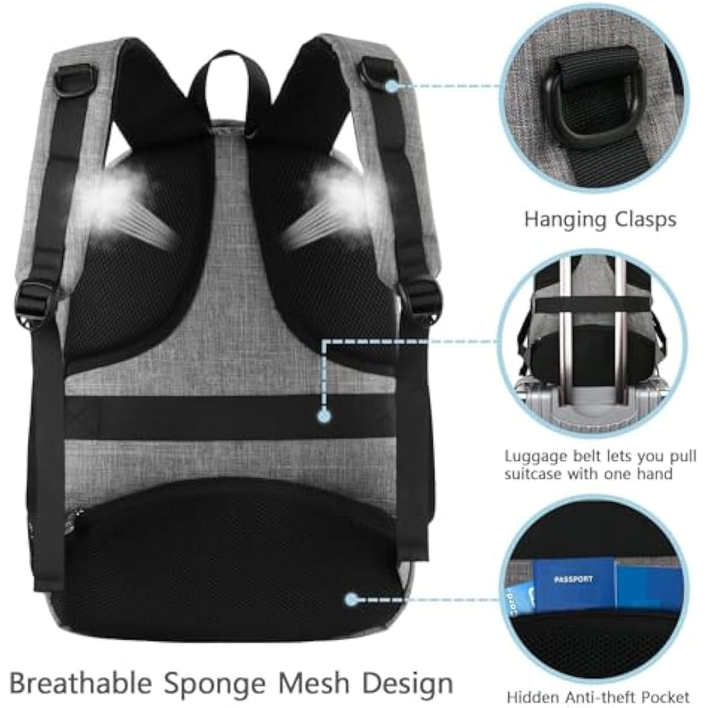 MATEIN 17.3 Inch Laptop Backpack – Anti-Theft Water Resistant Bag, Grey