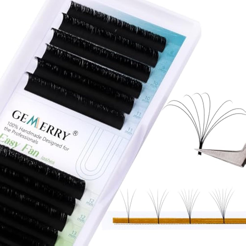 Gemerry Easy Fan Lash Extensions | D Curl 0.10mm Russian Volume Tray