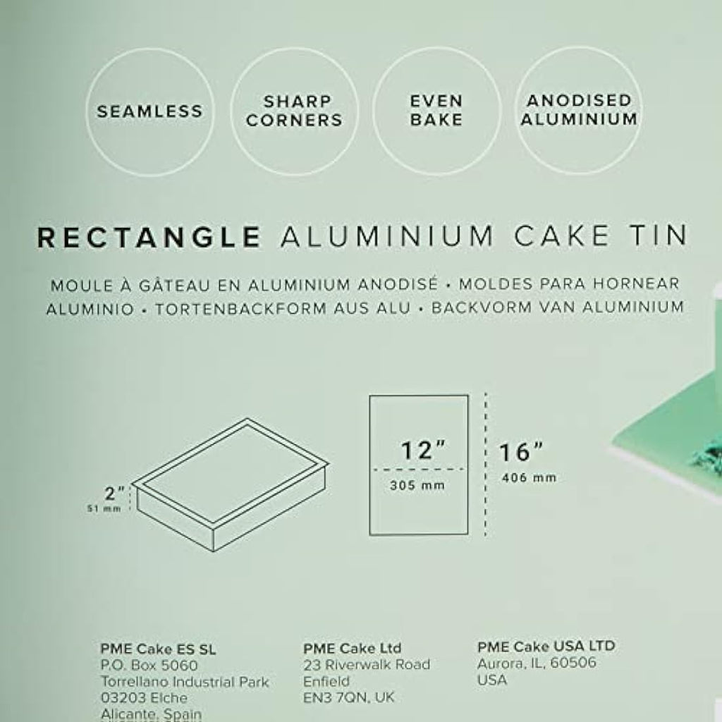 PME Aluminium Oblong Cake Pan – 12 x 16 x 2-Inch Deep Baking Tin