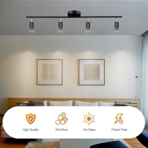 4-Way GU10 Ceiling Spotlight Bar | Matte Black Metal Light