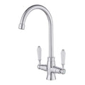 Heable Kitchen Sink Mixer Tap | White Ceramic Dual Lever Swivel Spout