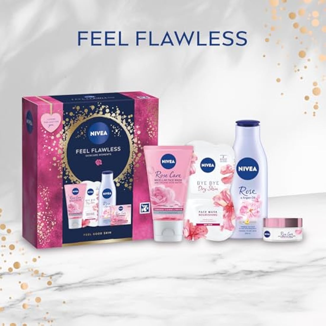 NIVEA Feel Flawless 4-Piece Women's Skincare Gift Set with Body Lotion