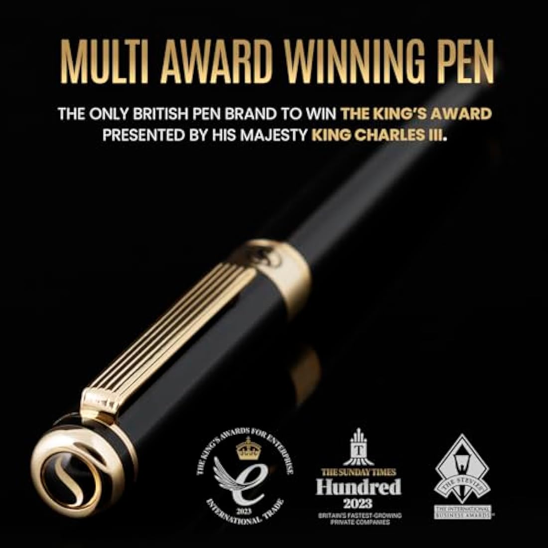 Scriveiner Black Lacquer Rollerball Pen – Gold Plated Executive Pen