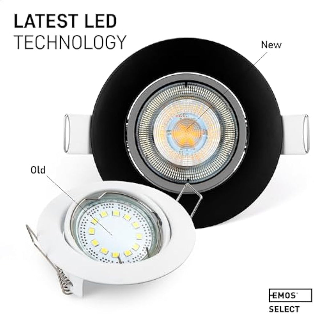 EMOS LED Recessed Ceiling Spotlights - 5W 6500K Cold White Black, 6 Pack