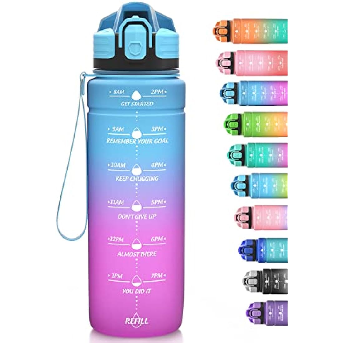 Niggeey Motivational Water Bottle | Leak Proof BPA Free Tritan – 1L