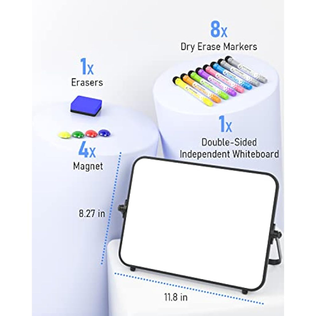 Nicpro A4 Magnetic Dry Erase Whiteboard – Double Sided Desktop Easel Set