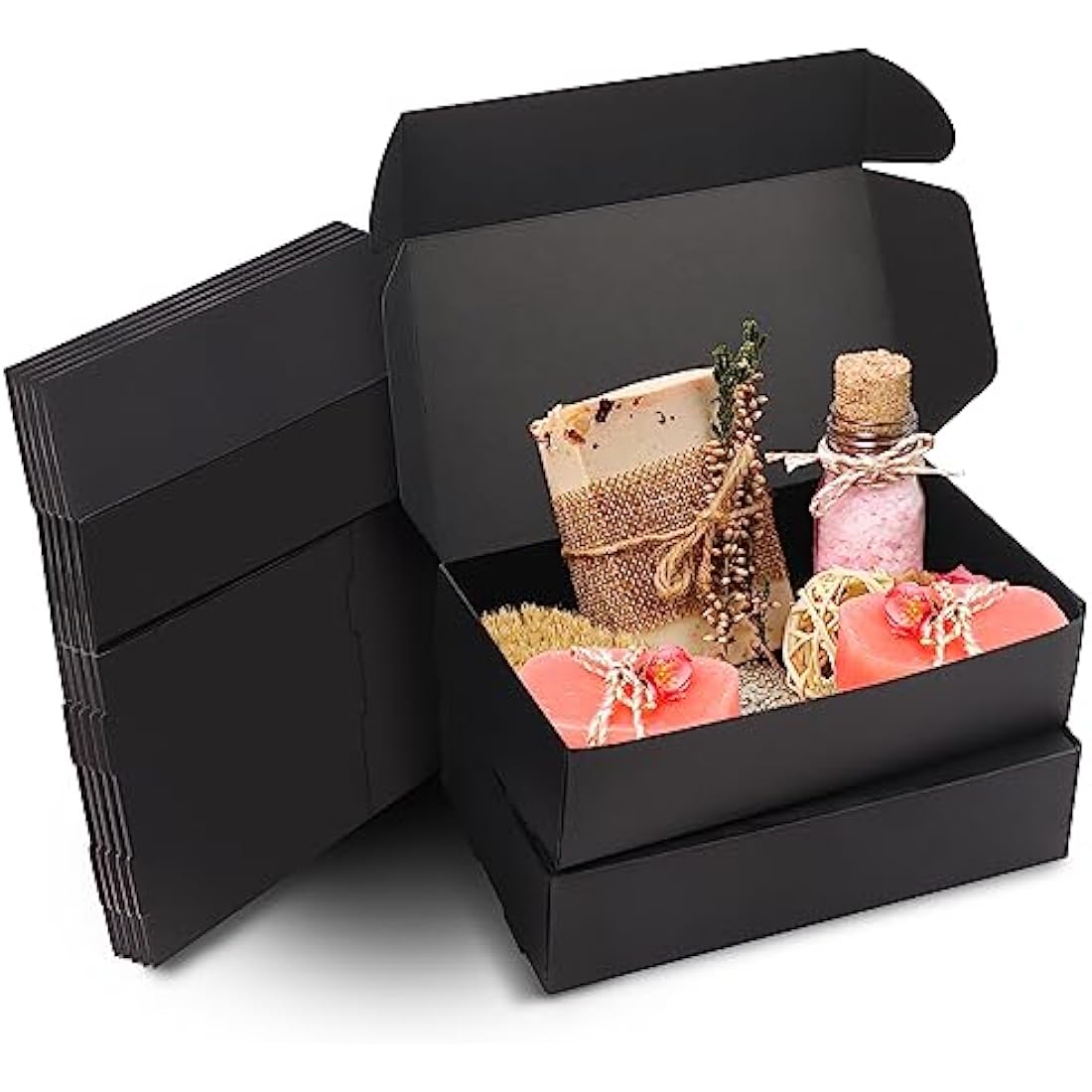 Kurtzy Black Kraft Gift Boxes - 50 Pack Rectangle Presentation Boxes