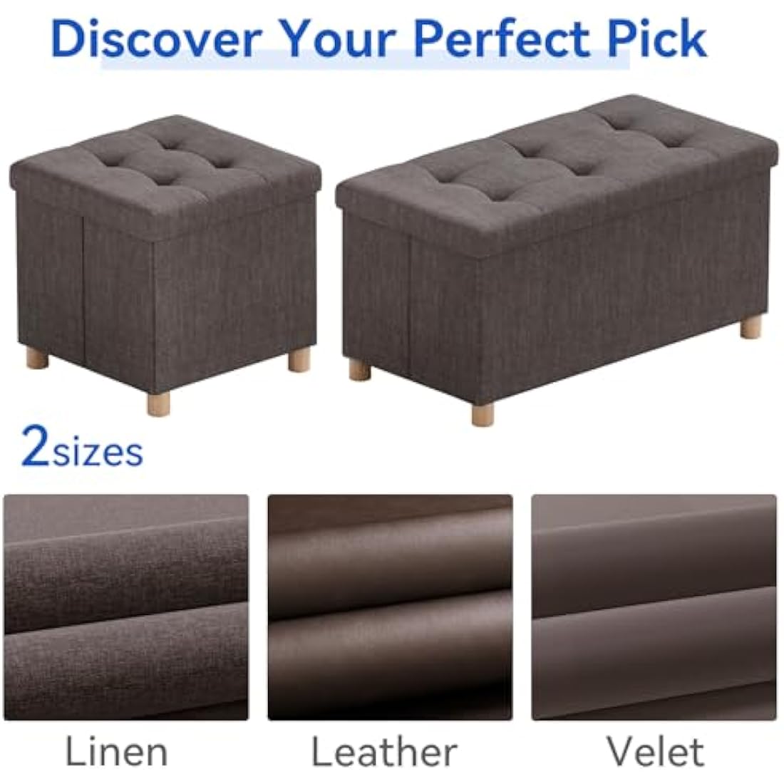 BRIAN & DANY Linen Storage Ottoman – Foldable Bench with Wood Legs