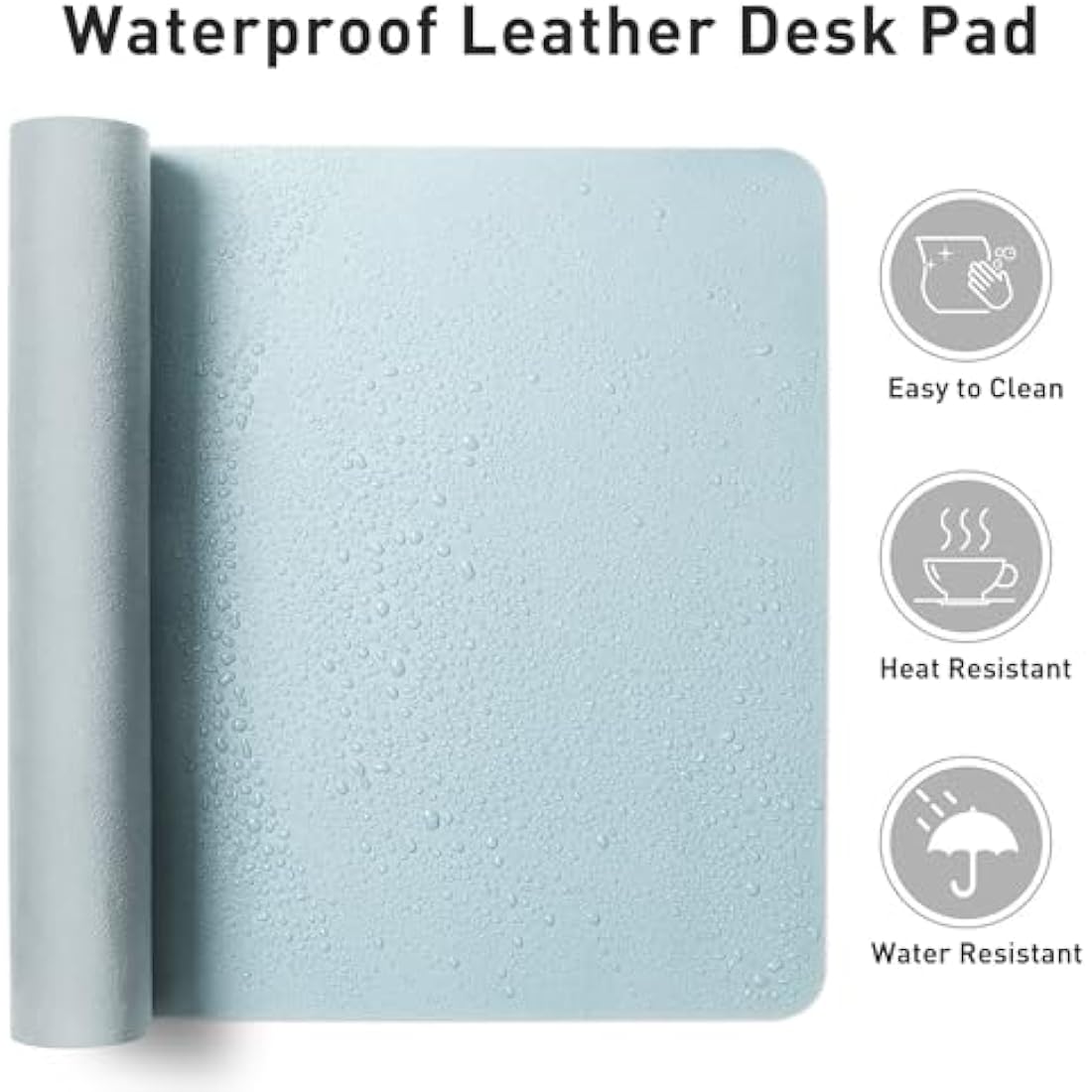 Aothia PU Leather Desk Mat | Waterproof Mouse Pad & Protector – Baby Blue