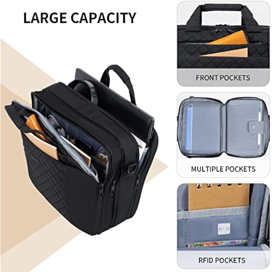 KROSER 17 Inch Laptop Bag | Waterproof Expandable Business Briefcase