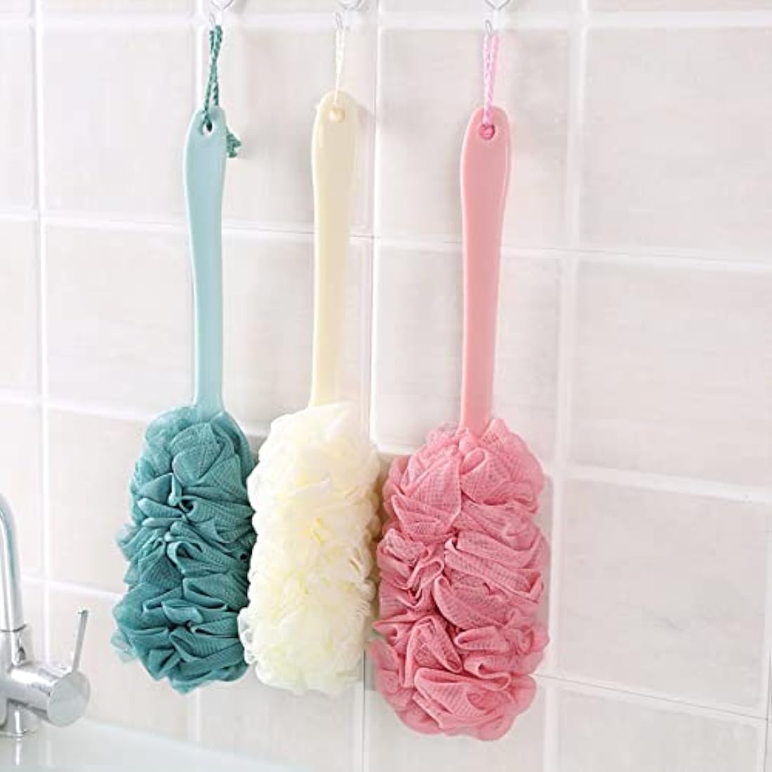 2-Pack Long Handle Back Scrubber - Exfoliating Loofah Brush