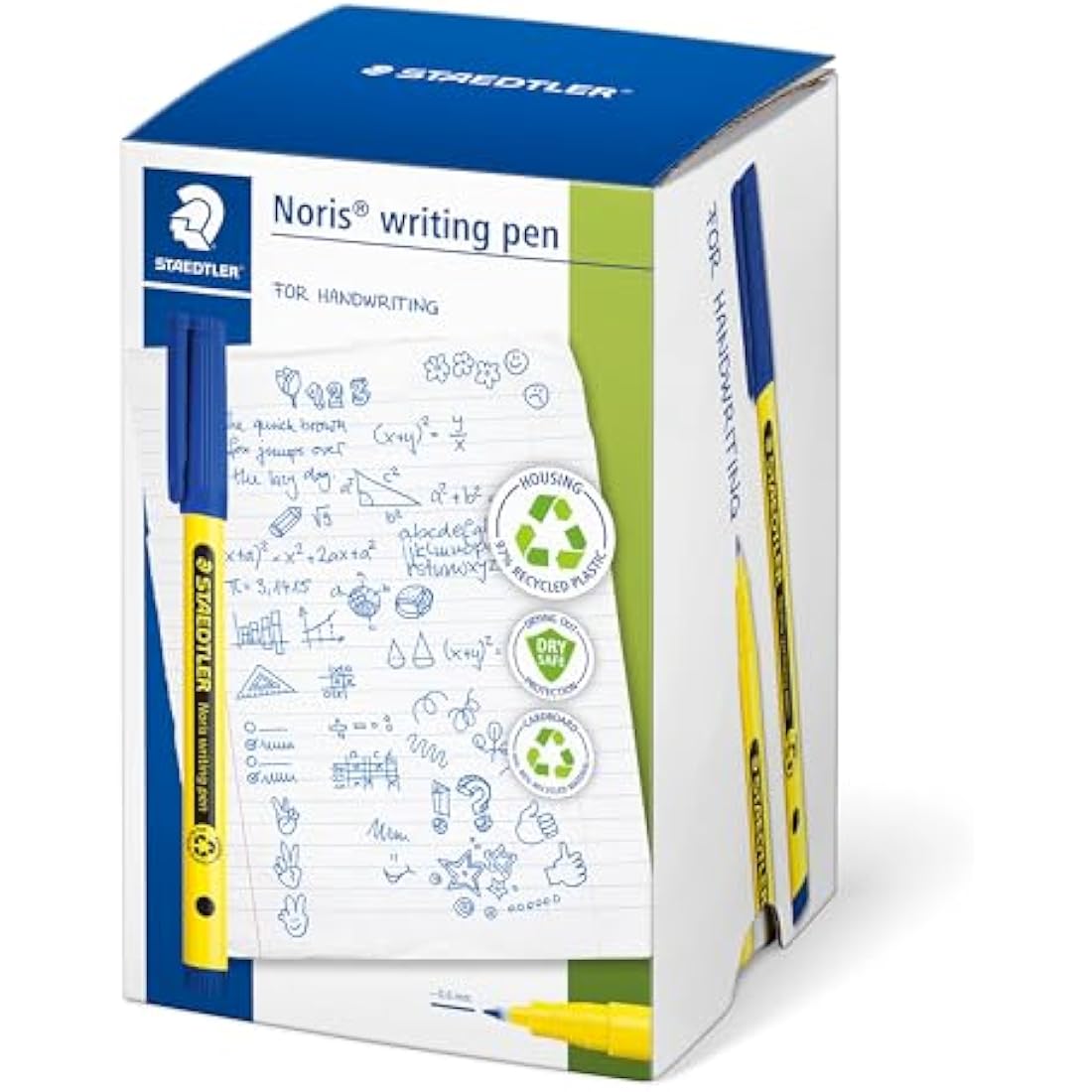 Staedtler Noris Handwriting Pens - Blue Ink Bulk Tub of 50 Pens