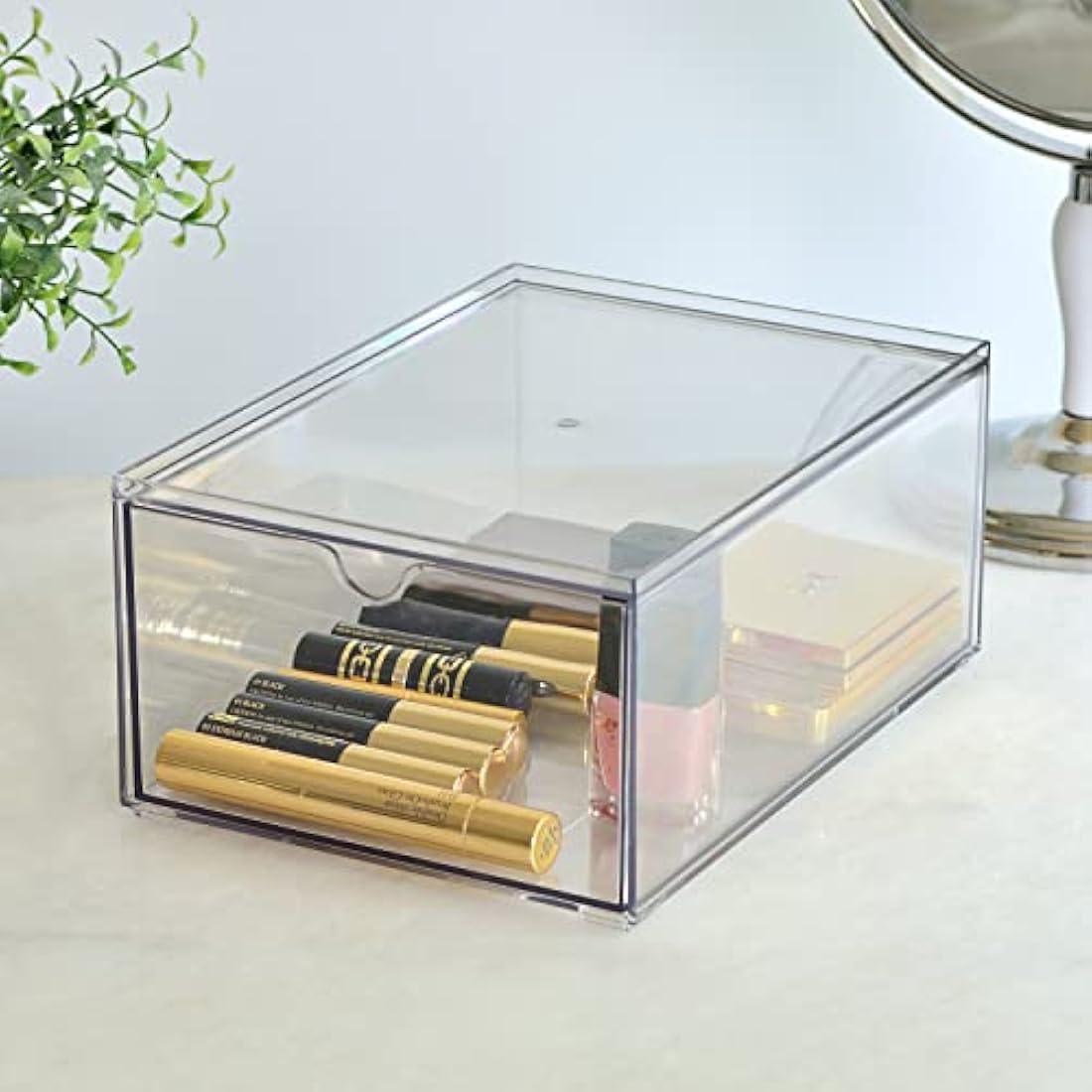 Youngever 2 Pack Stackable Clear Plastic Makeup Organizer Drawers