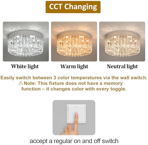 VETRULUS Modern LED Crystal Chandelier | 40CM Flush Mount Ceiling Light