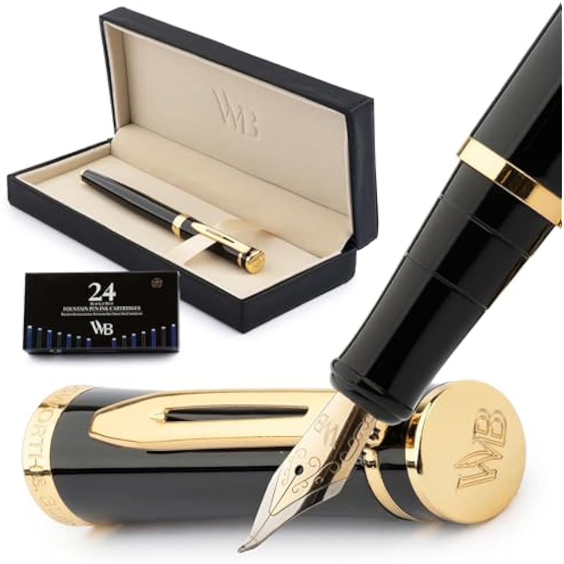 Wordsworth & Black Fountain Pen Set | 18K Gilded Nib & Ink Cartridges