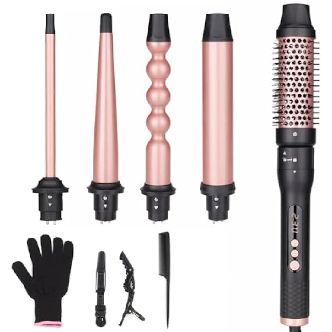 UNOBEY 5-in-1 Curling Wand Set | Ceramic Interchangeable Hair Curler