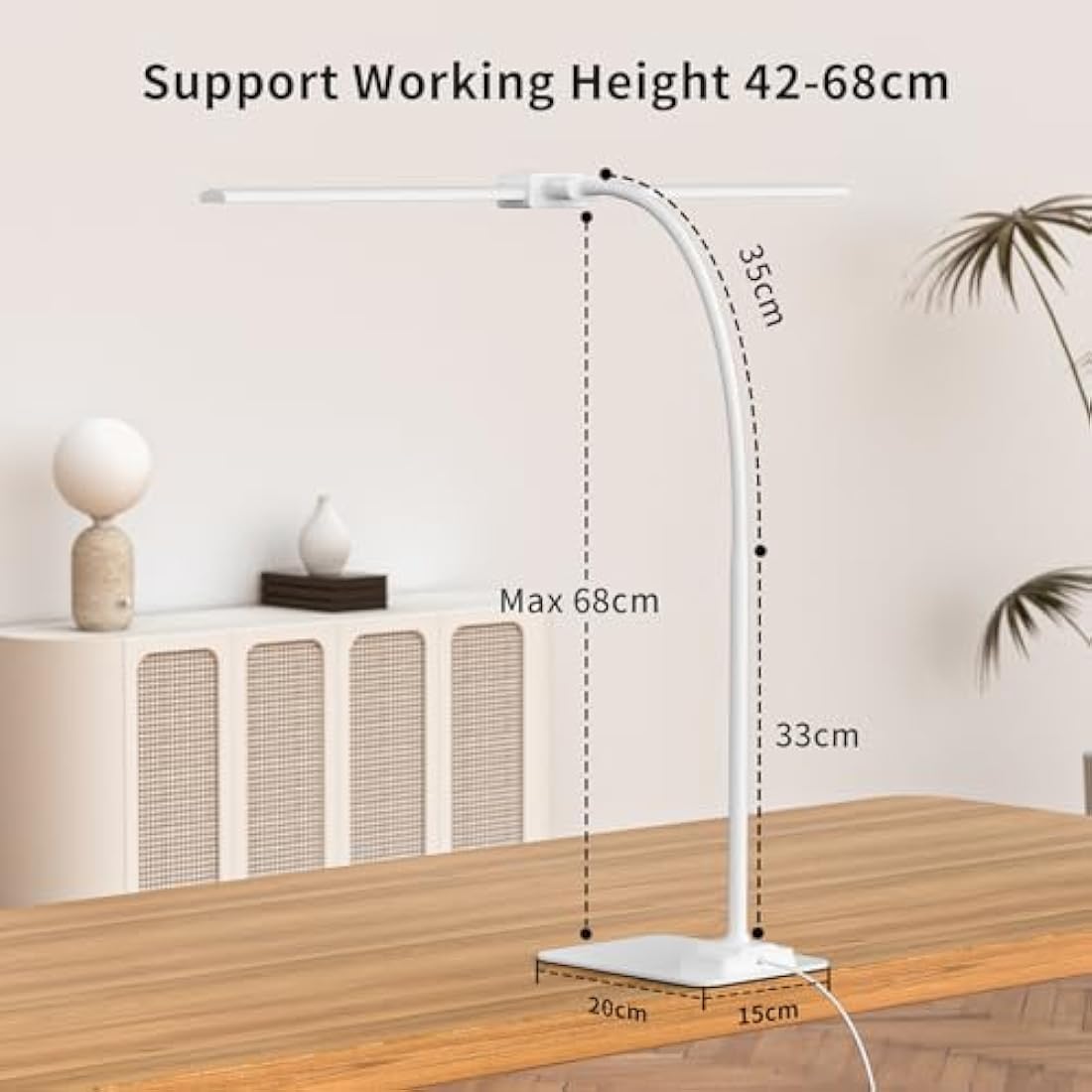 KableRika LED Double Head Desk Lamp – Dimmable Eye-Care Architect Light