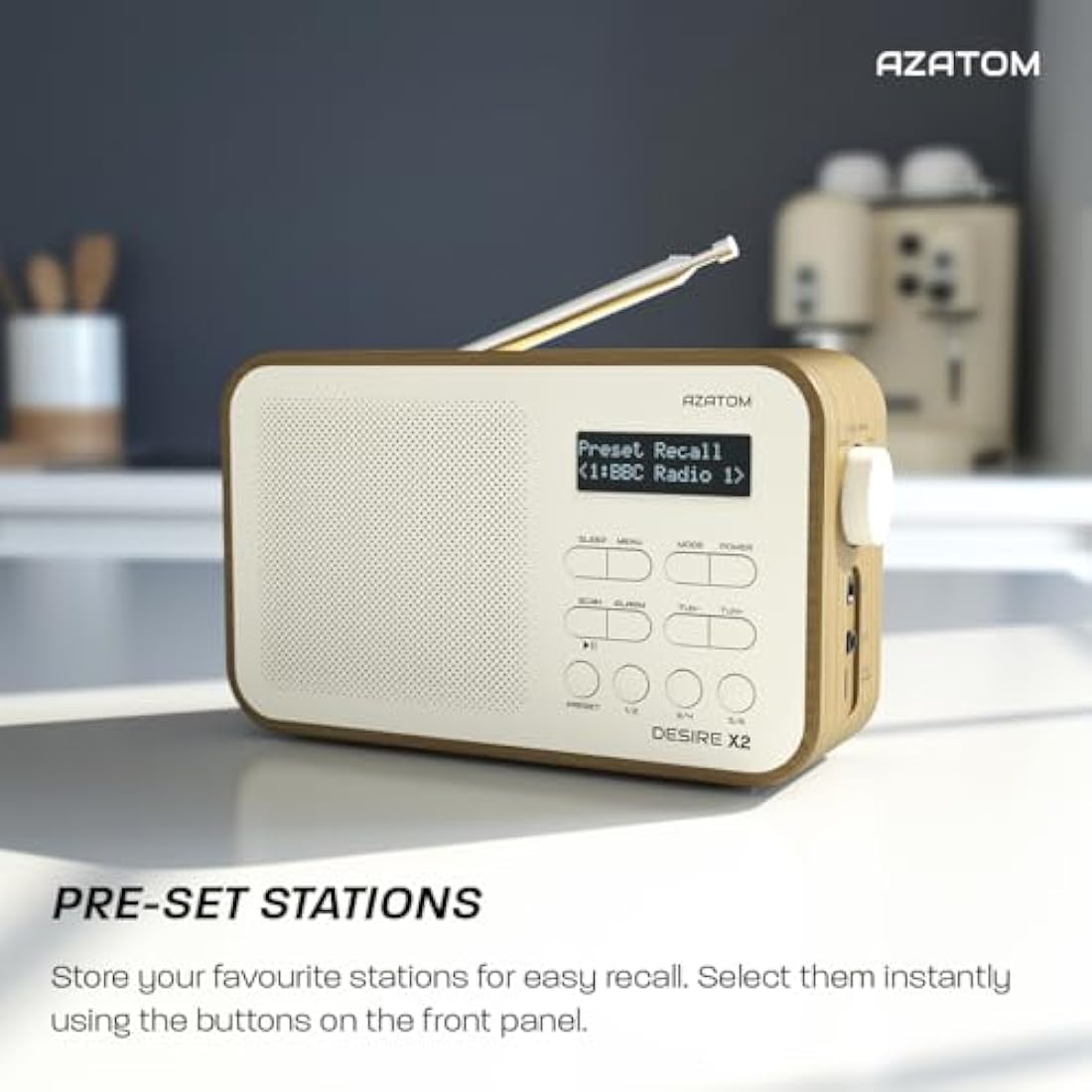 Azatom Desire X2 Portable DAB/DAB+ & FM Digital Radio with Bluetooth - Oak
