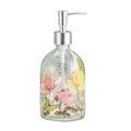 Glass Soap Dispenser – 17oz Floral Refillable Bottle